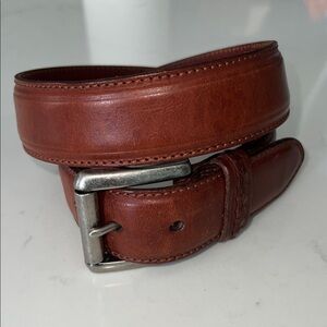 Brown Leather Coach Belt with Silver Buckle